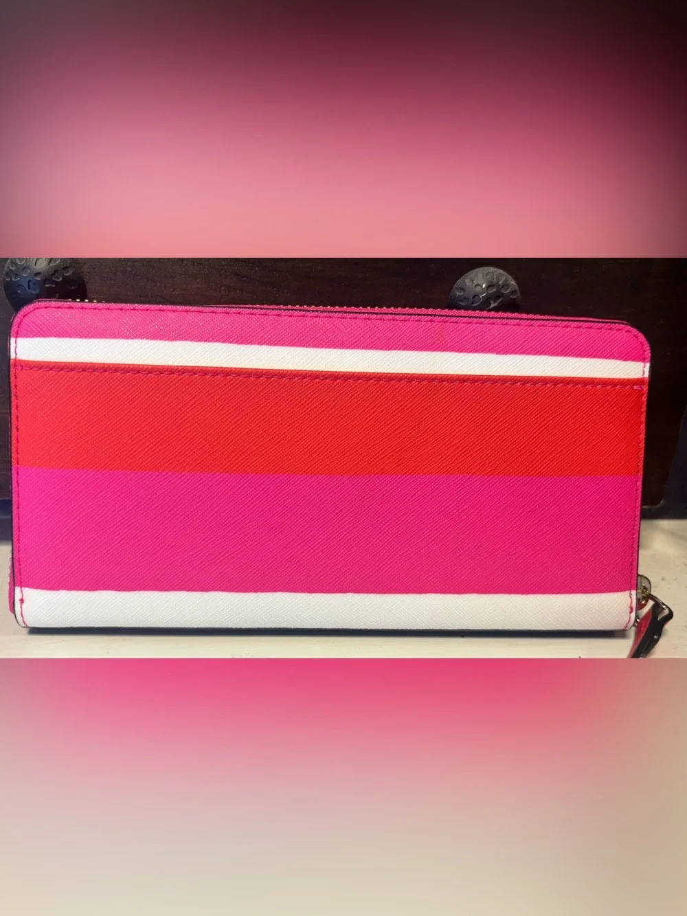Kate Spade Laurel Way Neda Bonita Stripe Continental Wallet – Pink/Red Multi